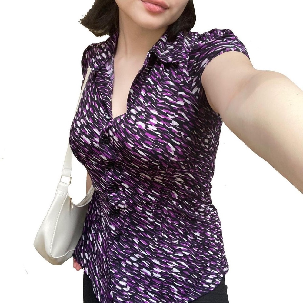 adorable purple button down top